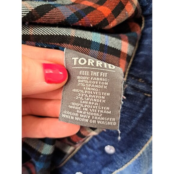 Torrid 2XL Denim Trucker Jacket With Faux Sherpa Collar  Lined Winter Warm - Picture 7 of 11